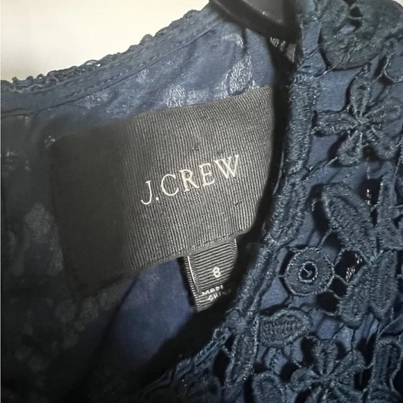 J.crew Shift Dress 6 Black & Blue Lace Overlay Short Sleeve - Picture 4 of 4